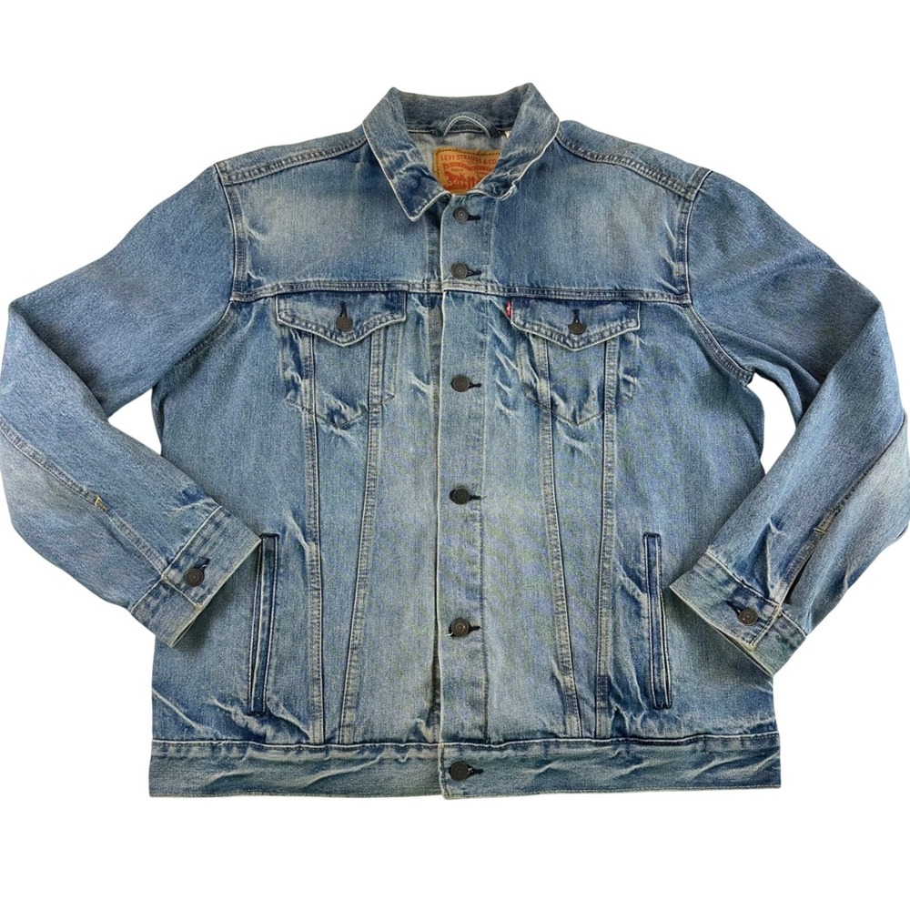 Levis Women's XXL Light Wash Denim Trucker Jacket Blue Cotton Jean Jacket 90's